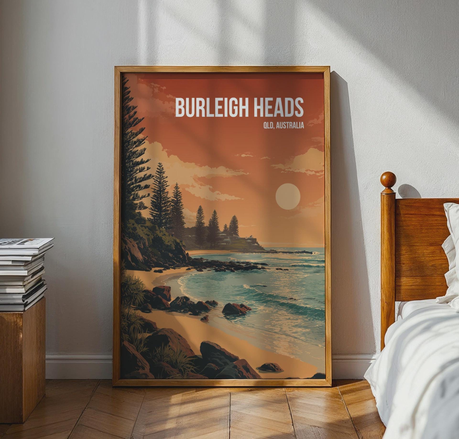 Burleigh Heads QLD Australia Beach Poster Wall Art Print - Travel Wall Art