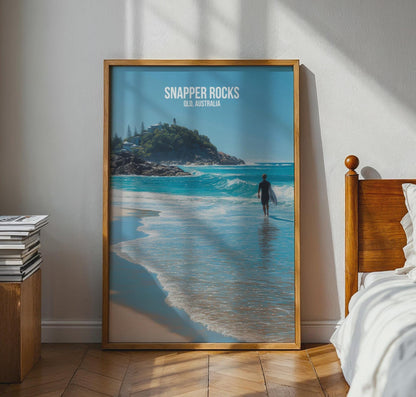Snapper Rocks QLD Australia Surf Poster Wall Art - Travel Wall Art