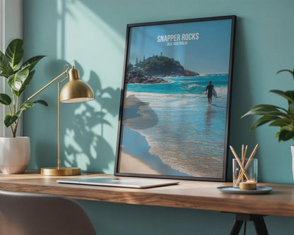Snapper Rocks QLD Australia Surf Poster Wall Art - Travel Wall Art