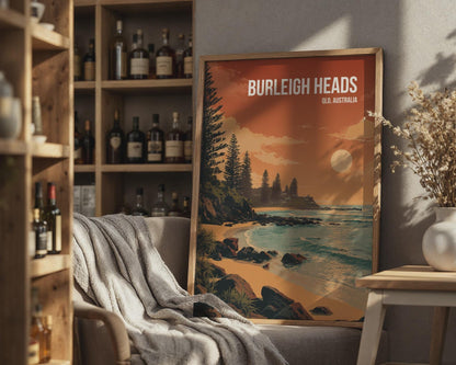 Burleigh Heads QLD Australia Beach Poster Wall Art Print - Travel Wall Art