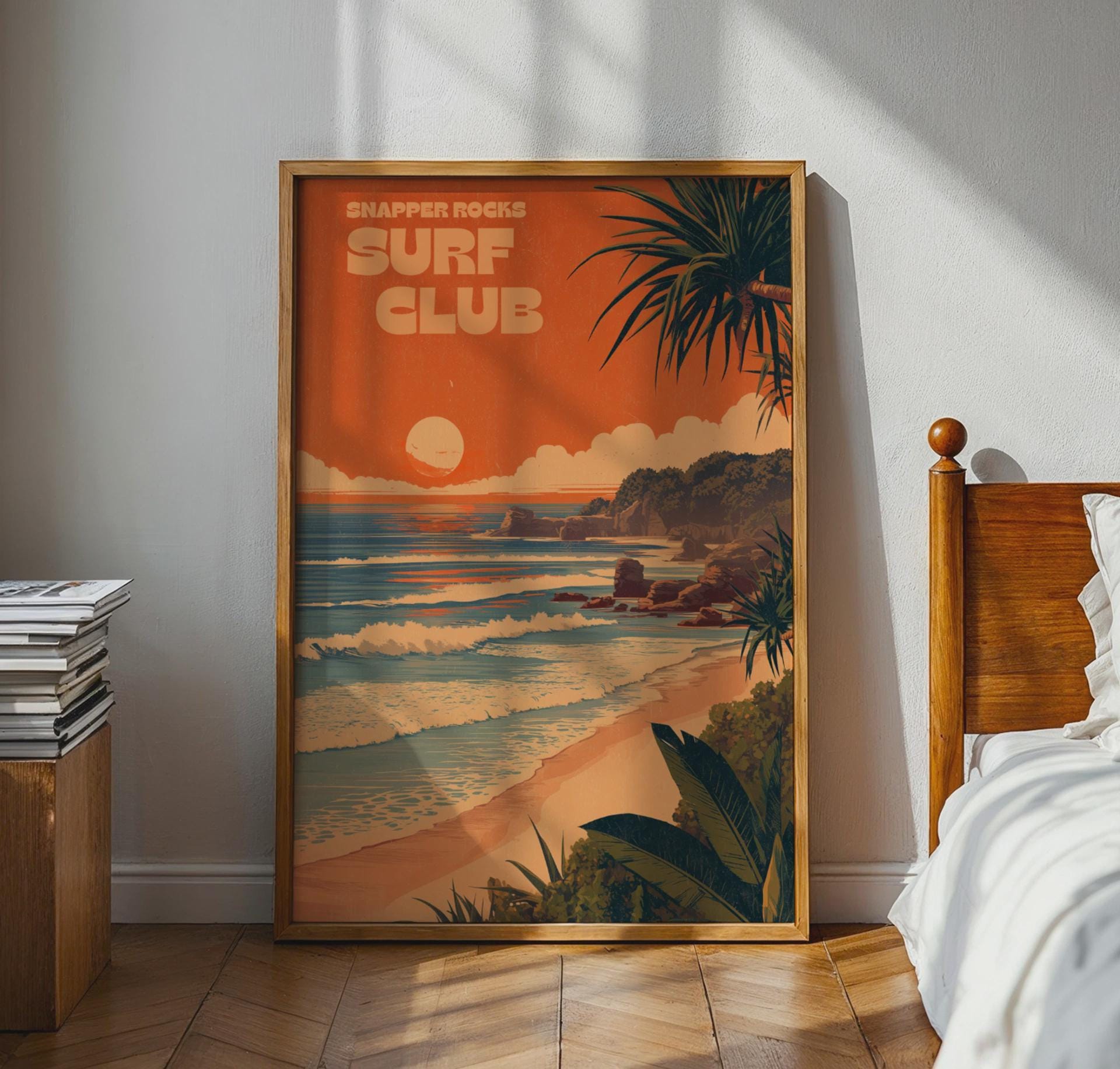 Snapper Rocks Surf Club Poster Print in Coastal Style - Travel Wall Art