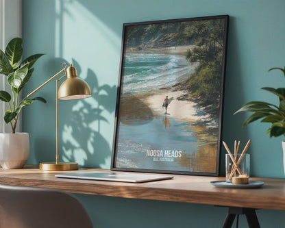 Noosa Heads Surfing Beach Print Landscape Wall Art - Travel Wall Art