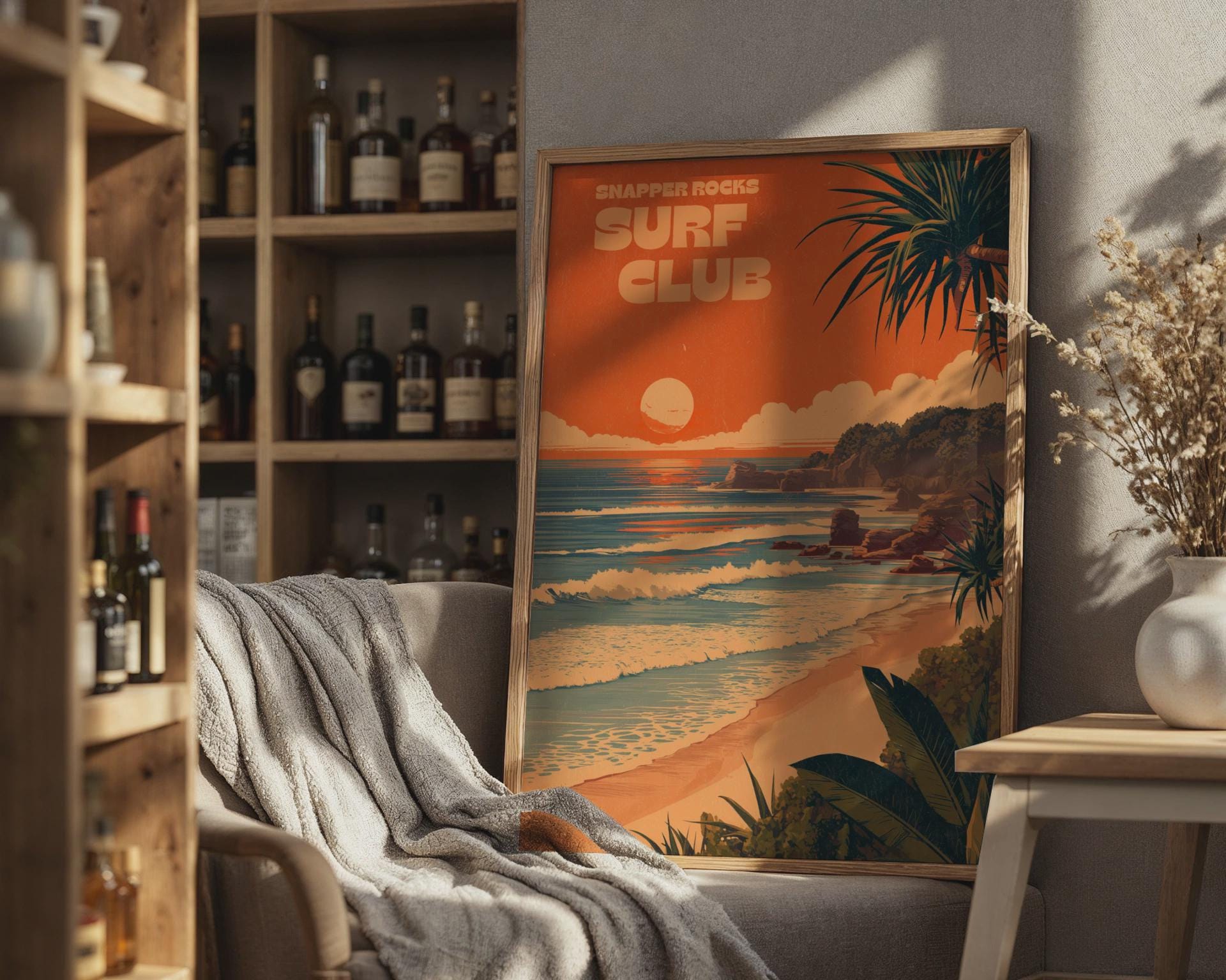 Snapper Rocks Surf Club Poster Print in Coastal Style - Travel Wall Art