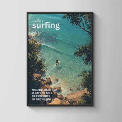 Australia Surfing Poster Noosa Heads Wall Art Summer Beach Print - Travel Wall Art