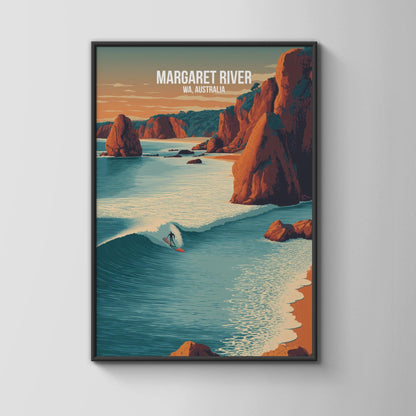 Margaret River Surf Art Print WA Australia Poster Coastal Wall Art - Travel Wall Art