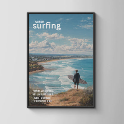 Surfing Poster Torquay Australia Wall Art Decorative Print - Travel Wall Art