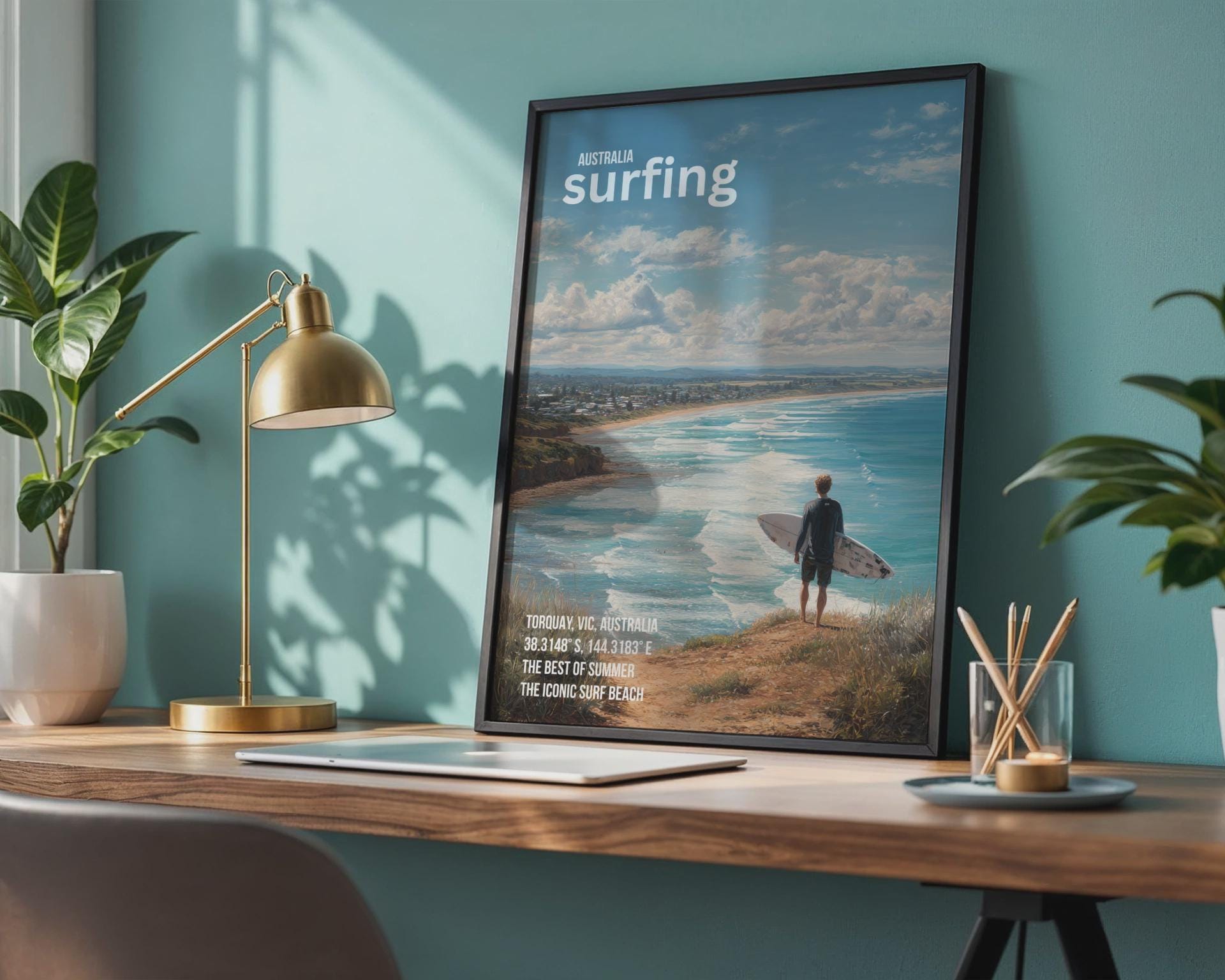 Surfing Poster Torquay Australia Wall Art Decorative Print - Travel Wall Art