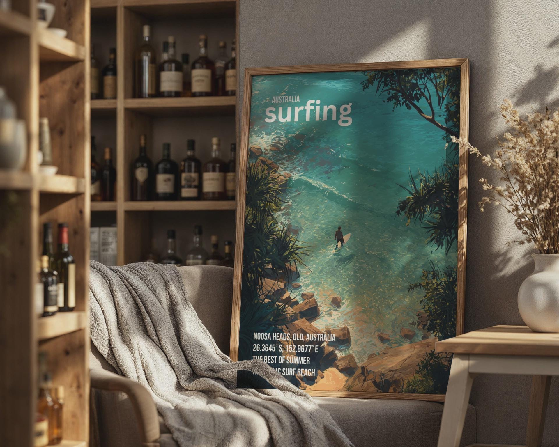 Australia Surfing Poster Noosa Heads Wall Art Summer Beach Print - Travel Wall Art