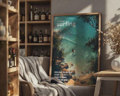 Australia Surfing Poster Noosa Heads Wall Art Summer Beach Print - Travel Wall Art