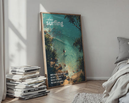 Australia Surfing Poster Noosa Heads Wall Art Summer Beach Print - Travel Wall Art