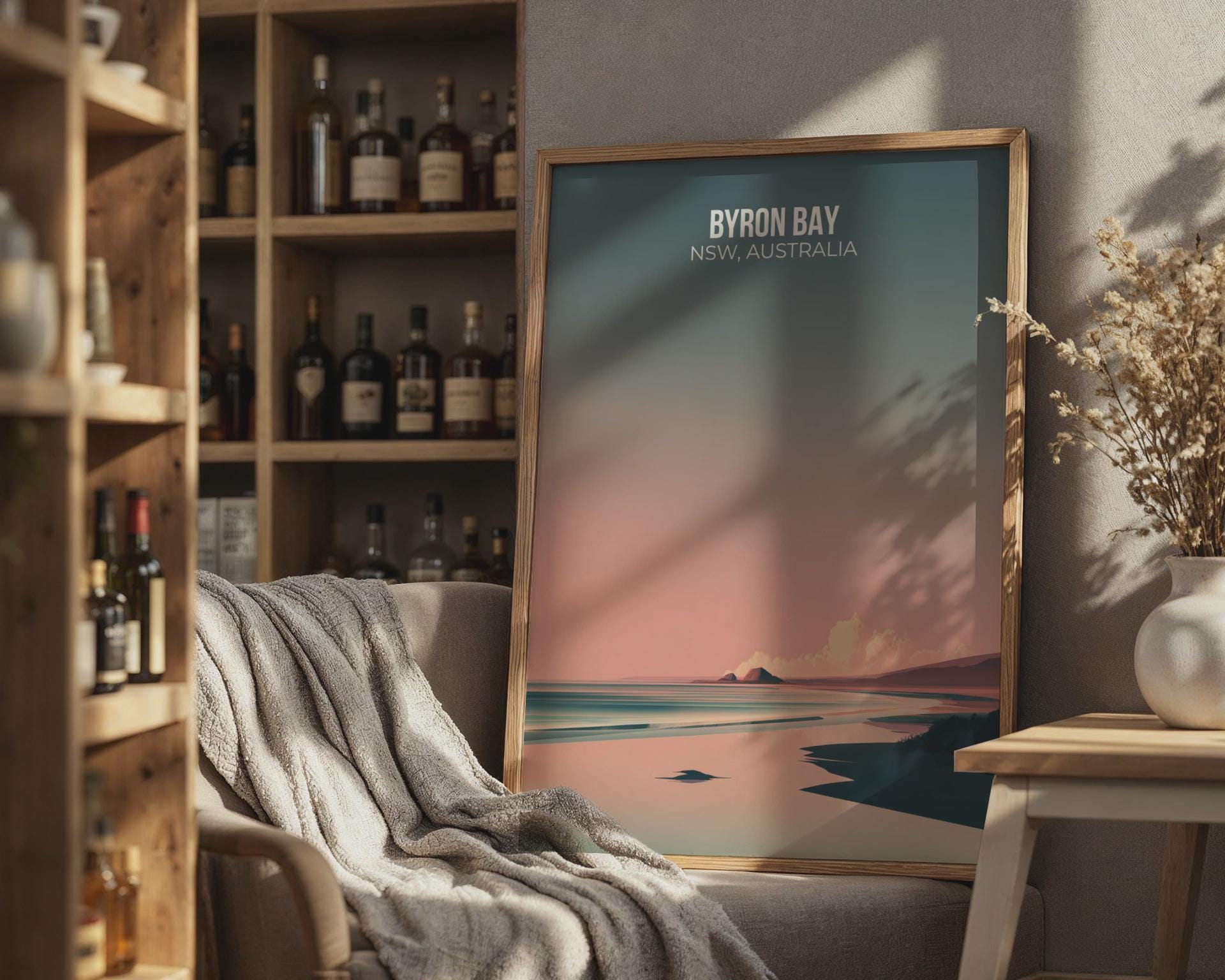 Byron Bay Coastal Print Artwork Poster Wall Art Scenic Landscape - Travel Wall Art