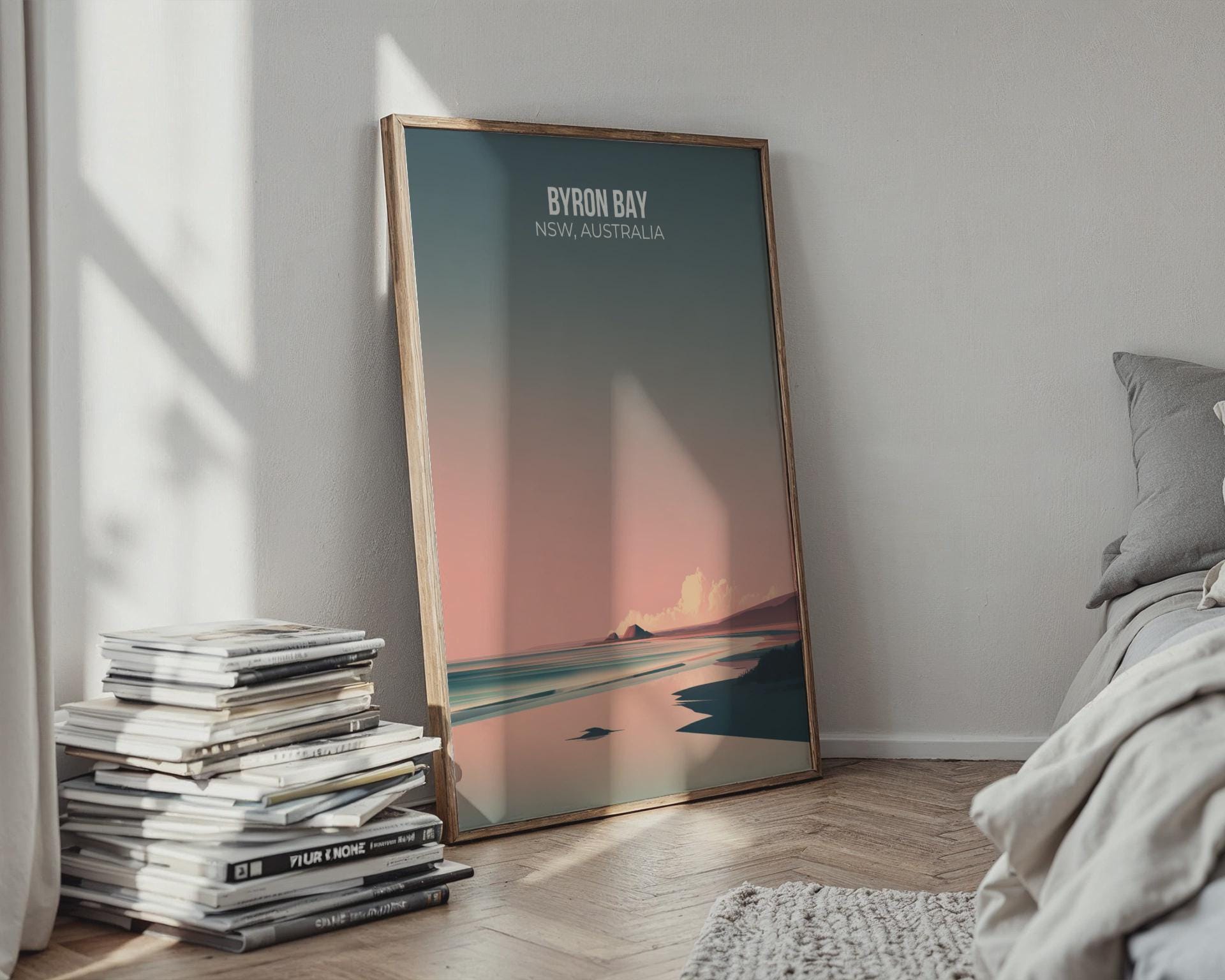 Byron Bay Coastal Print Artwork Poster Wall Art Scenic Landscape - Travel Wall Art
