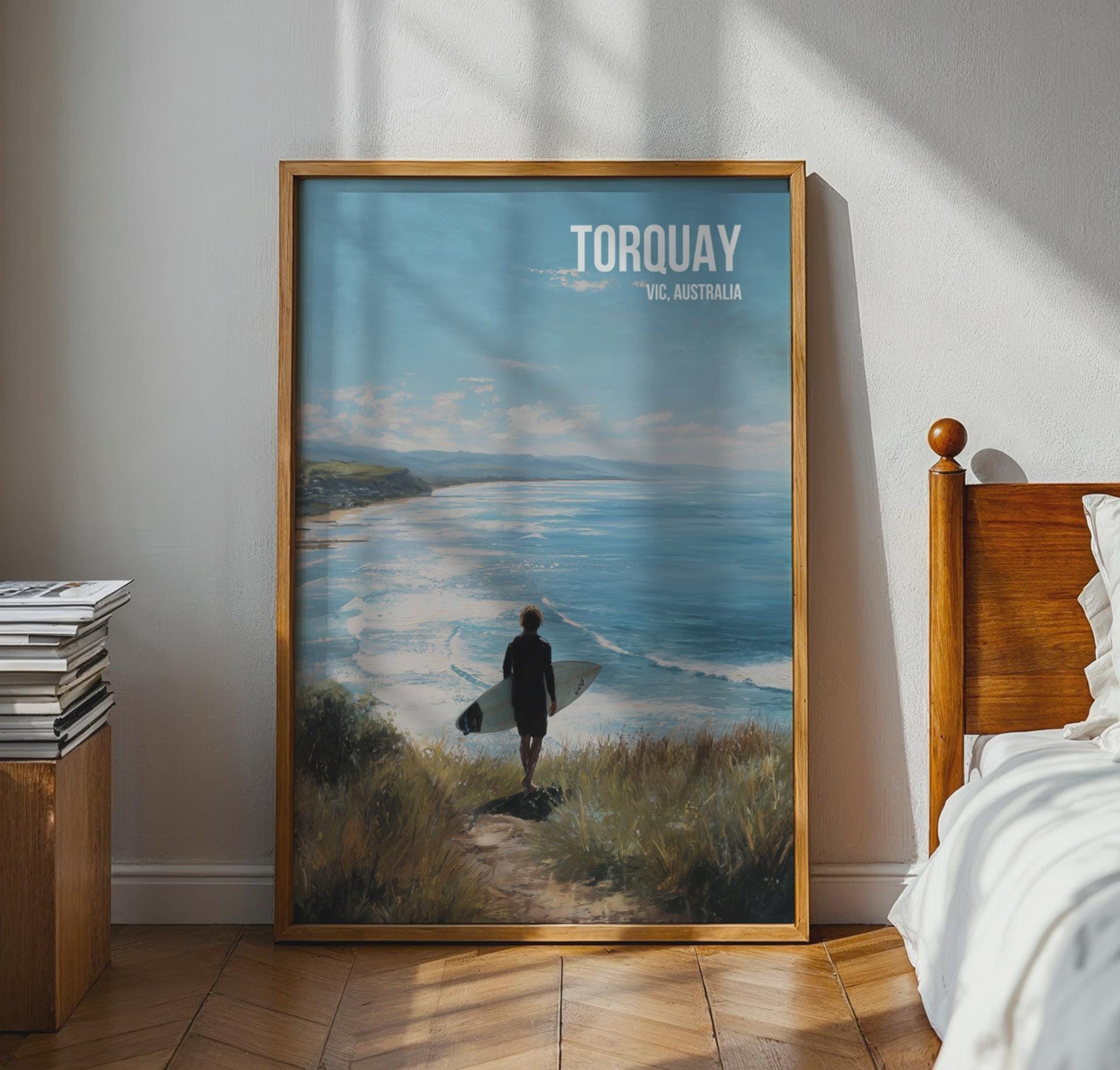Torquay Surfing Poster Landscape Art Print - Travel Wall Art