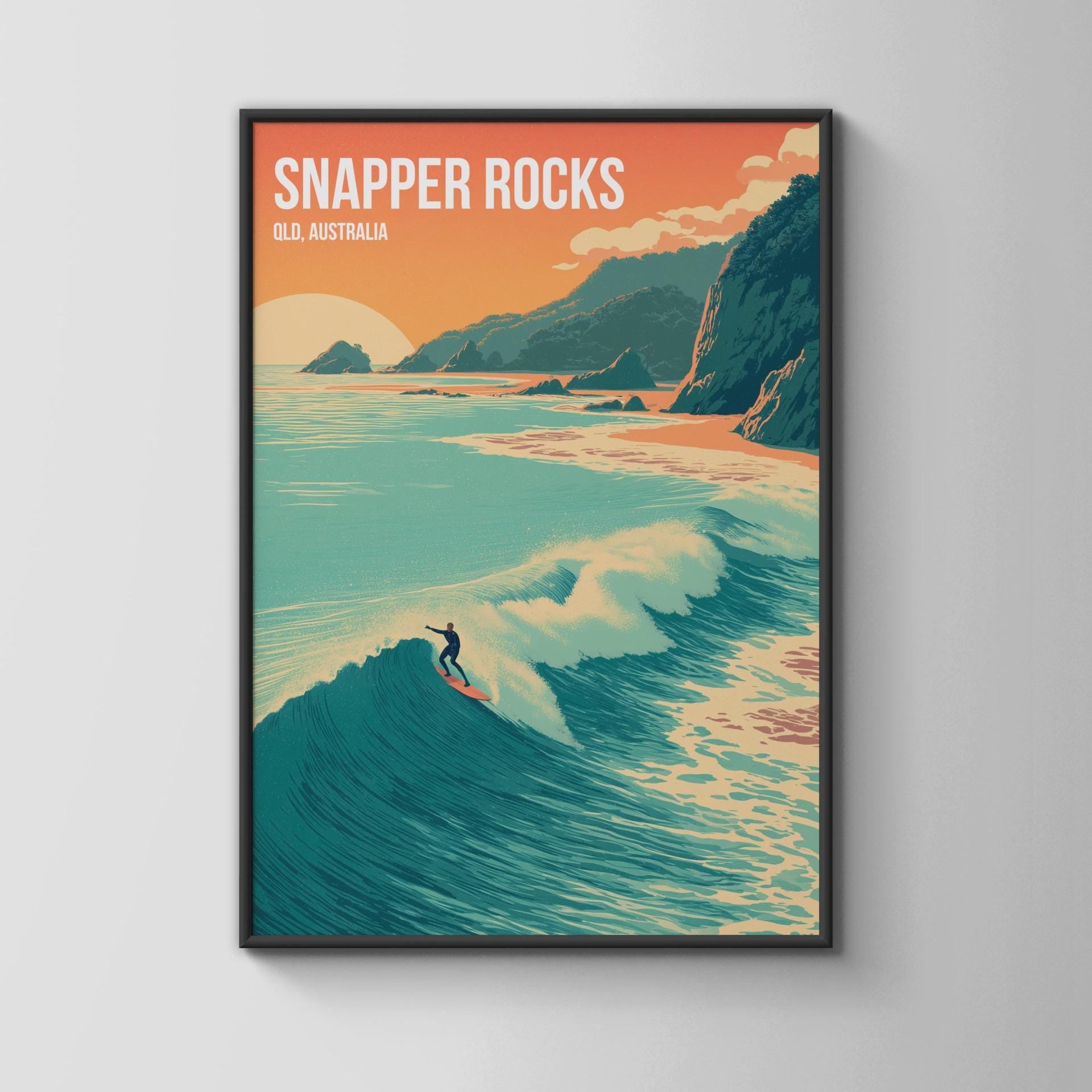 Snapper Rocks Surf Art Print QLD Australia Wall Art Coastal Style - Travel Wall Art