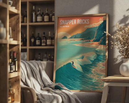 Snapper Rocks Surf Art Print QLD Australia Wall Art Coastal Style - Travel Wall Art