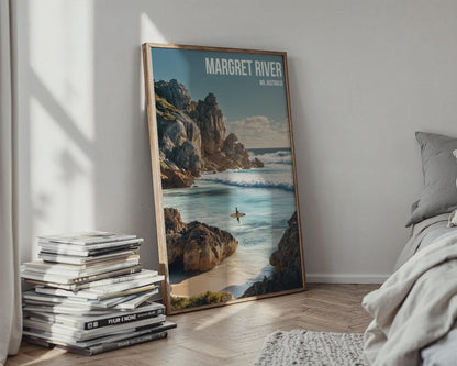 Margaret River Surfing Poster WA Australia Coastal Wall Art Print - Travel Wall Art