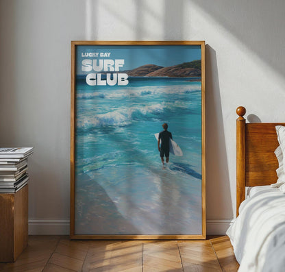 Lucky Bay Surf Club Wall Art Surfing Poster Print - Travel Wall Art
