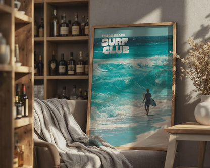 Trigg Beach Surf Club Art Print Ocean Waves Surfing Poster - Travel Wall Art