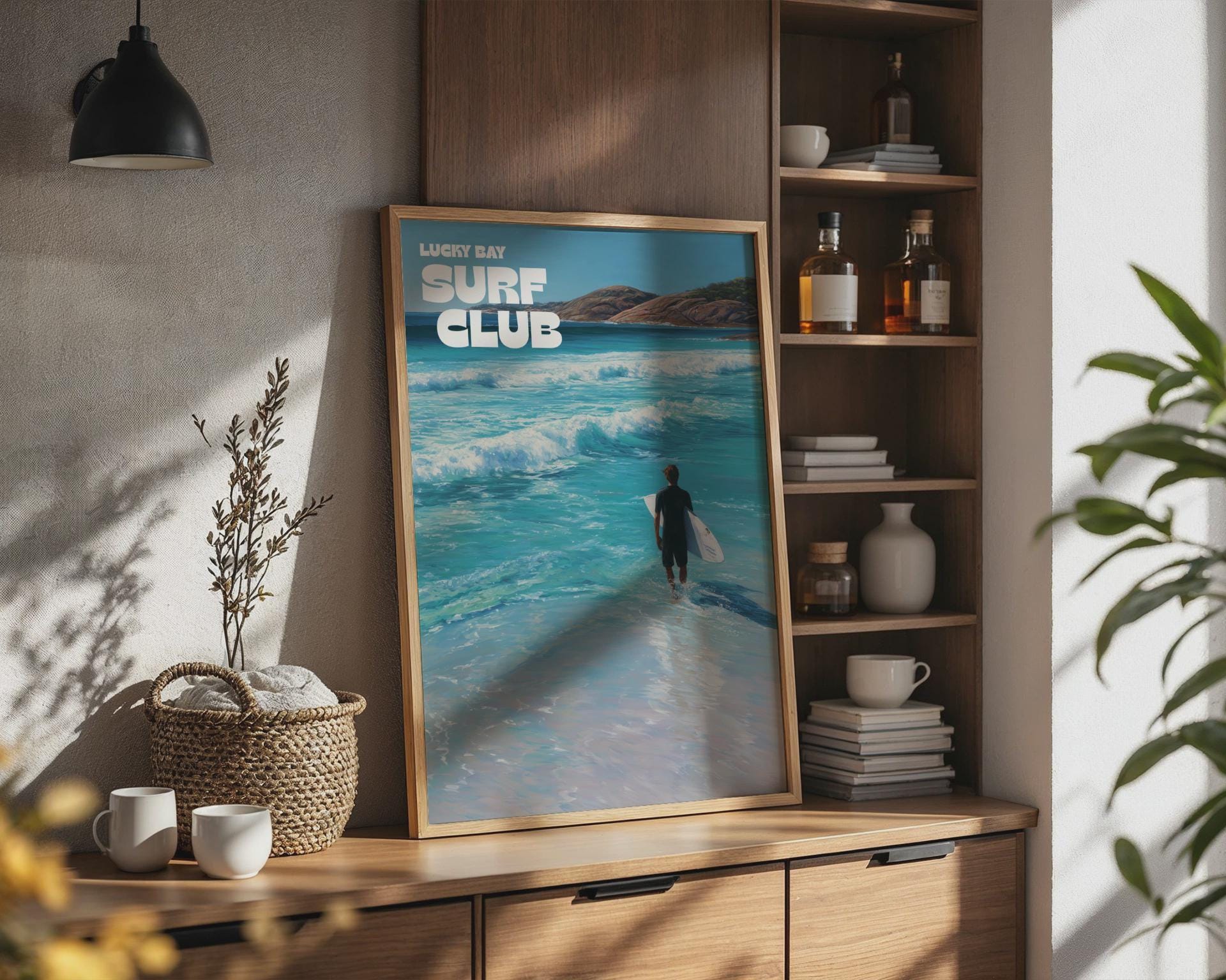 Lucky Bay Surf Club Wall Art Surfing Poster Print - Travel Wall Art