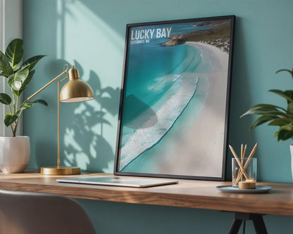 Lucky Bay Beach Poster Coastal Wall Art Esperance WA - Travel Wall Art