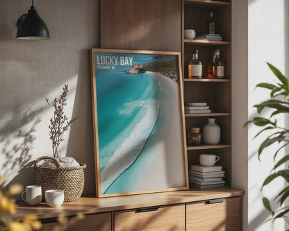 Lucky Bay Beach Poster Coastal Wall Art Esperance WA - Travel Wall Art