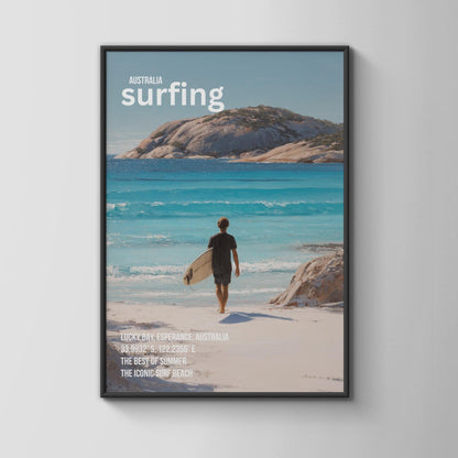 Lucky Bay Surfing Print Art Poster Australia Wall Art - Travel Wall Art