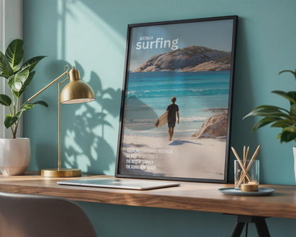 Lucky Bay Surfing Print Art Poster Australia Wall Art - Travel Wall Art