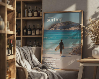 Lucky Bay Surfing Print Art Poster Australia Wall Art - Travel Wall Art