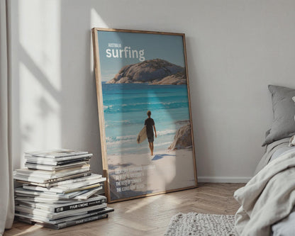 Lucky Bay Surfing Print Art Poster Australia Wall Art - Travel Wall Art