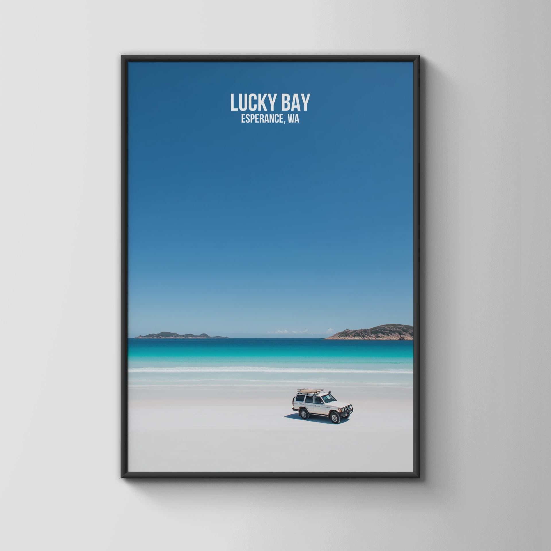 Lucky Bay Esperance WA Beach Print Poster Wall Art - Travel Wall Art