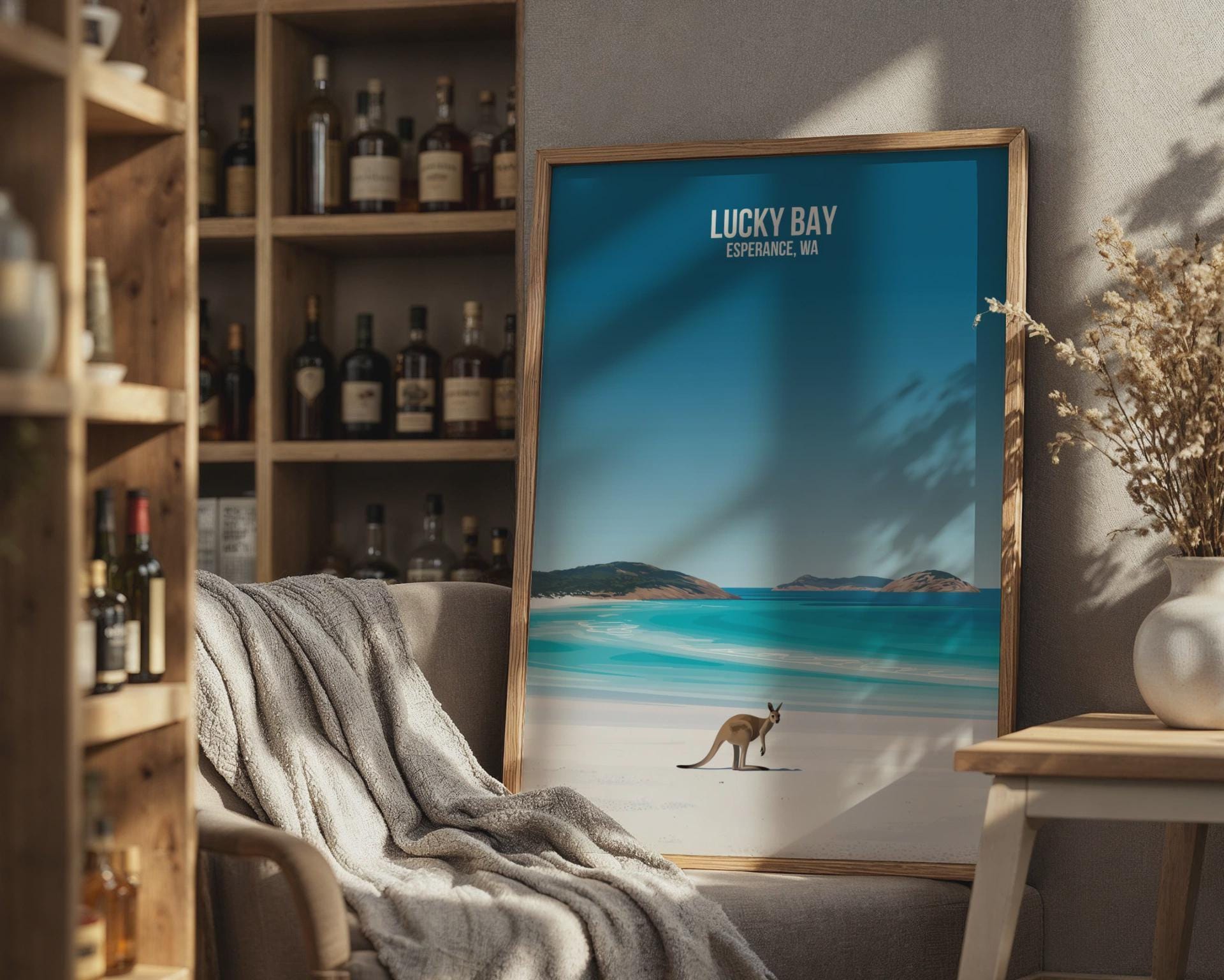 Lucky Bay Print Coastal Wall Art Kangaroo Australia - Travel Wall Art