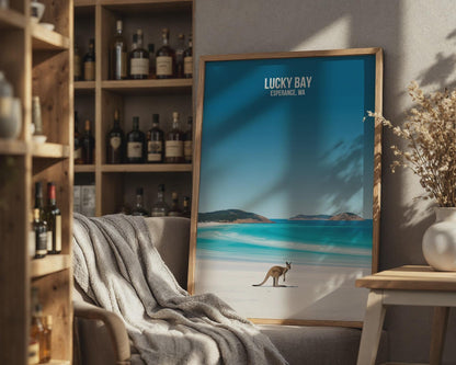 Lucky Bay Print Coastal Wall Art Kangaroo Australia - Travel Wall Art