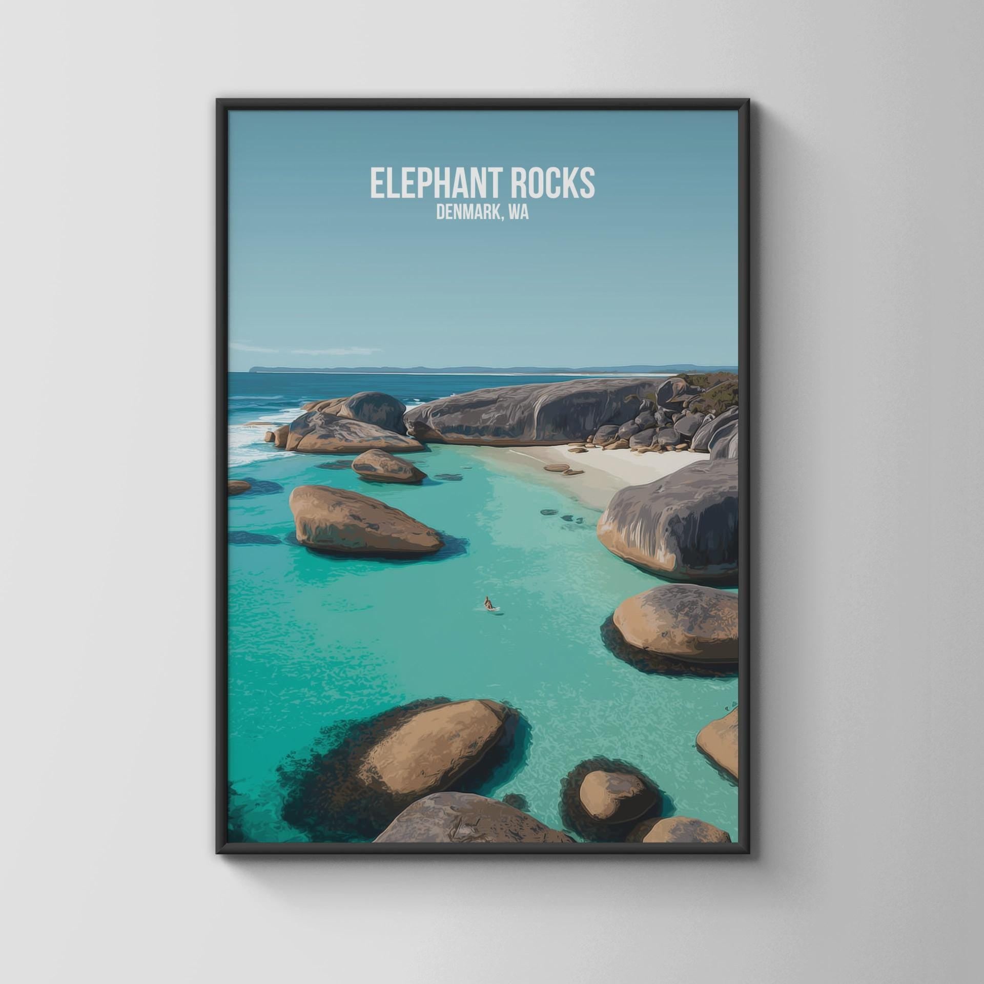 Elephant Rocks Denmark Wall Art Coastal Poster - Travel Wall Art