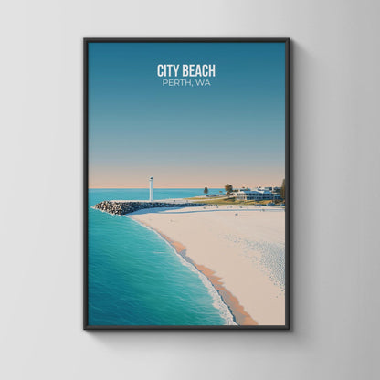 City Beach Perth WA Art Print Seaside Coastal Wall Art - Travel Wall Art