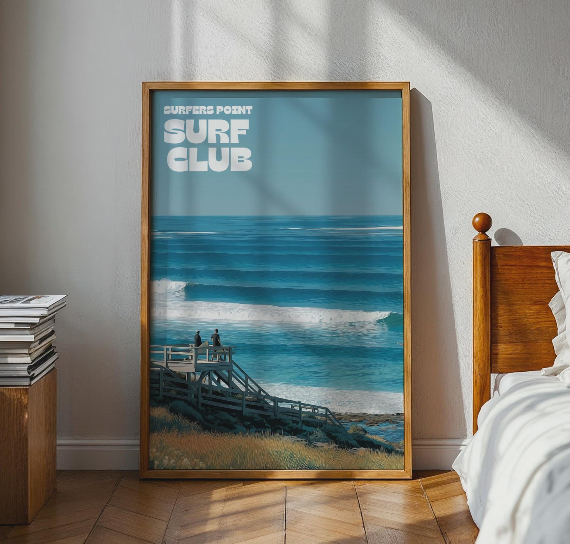 Surfers Point Surf Club Print: Ocean Waves Boardwalk Art Poster - Travel Wall Art