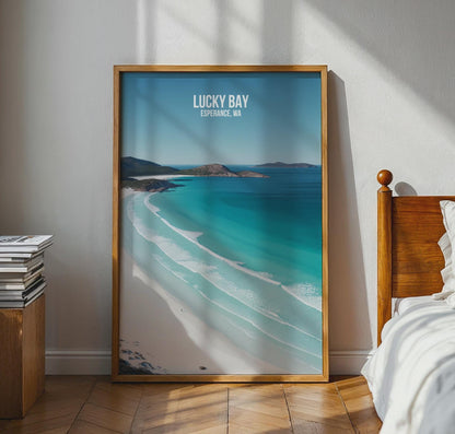 Lucky Bay Beach Poster Print Esperance WA Coastal Wall Art - Travel Wall Art