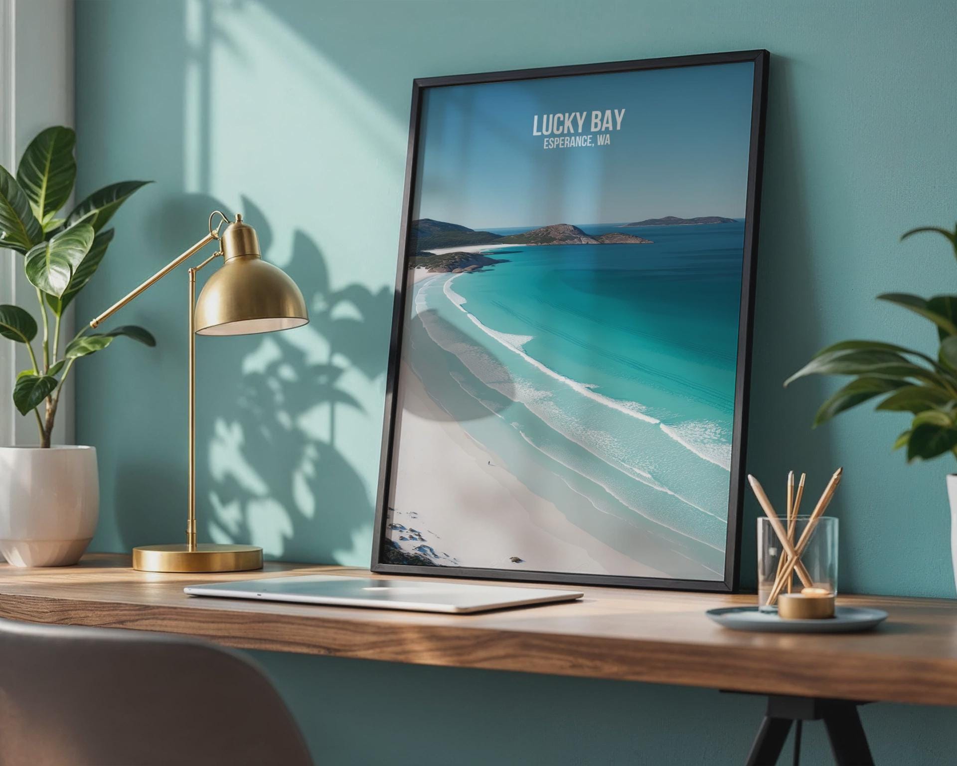 Lucky Bay Beach Poster Print Esperance WA Coastal Wall Art - Travel Wall Art