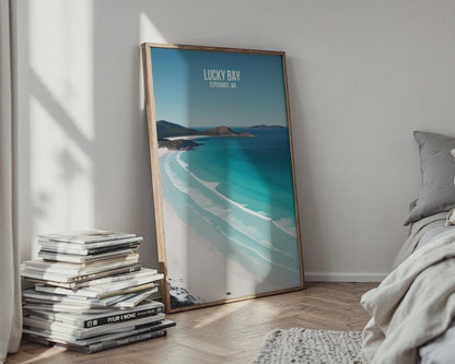 Lucky Bay Beach Poster Print Esperance WA Coastal Wall Art - Travel Wall Art