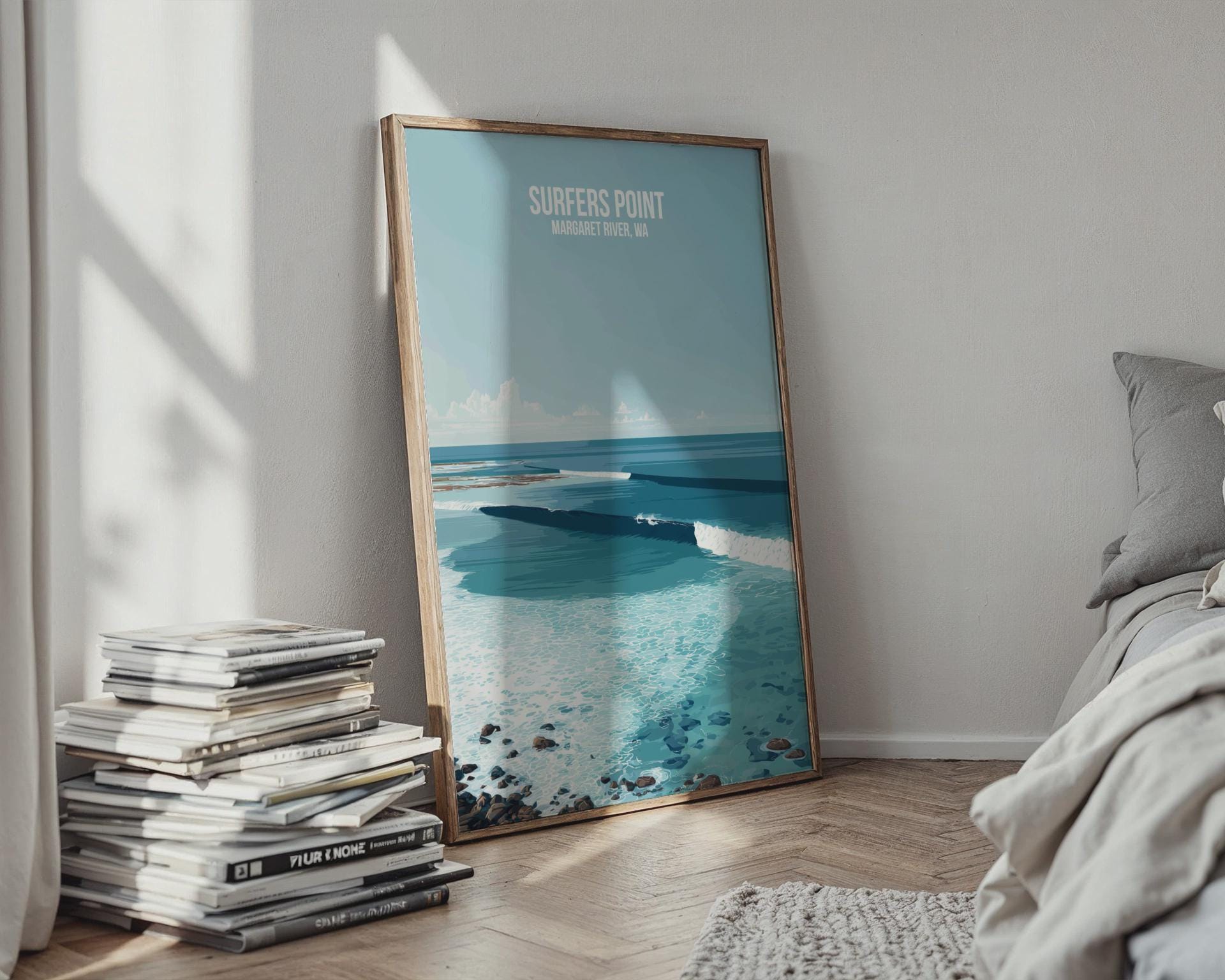 Surfers Point Poster Margaret River WA Coastal Artwork - Travel Wall Art