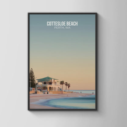 Cottesloe Beach Perth WA Poster Coastal Art Print - Travel Wall Art