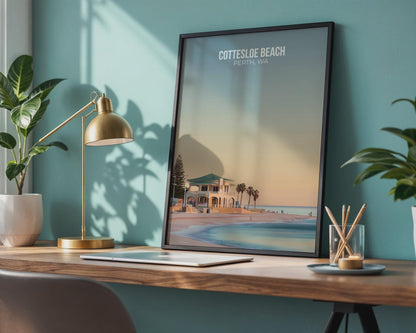 Cottesloe Beach Perth WA Poster Coastal Art Print - Travel Wall Art