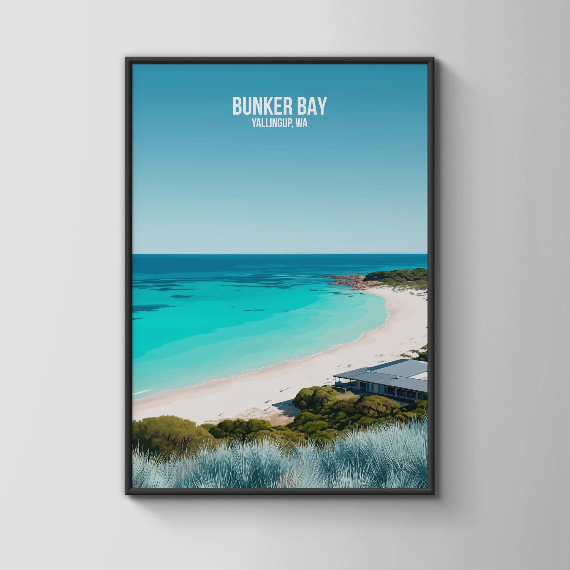 Bunker Bay Beach Poster Yallingup Ocean Art Print Wall Art - Travel Wall Art