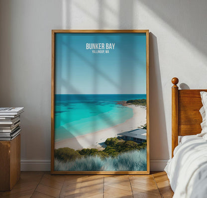 Bunker Bay Beach Poster Yallingup Ocean Art Print Wall Art - Travel Wall Art
