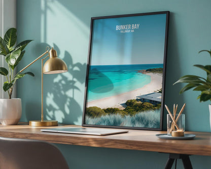 Bunker Bay Beach Poster Yallingup Ocean Art Print Wall Art - Travel Wall Art