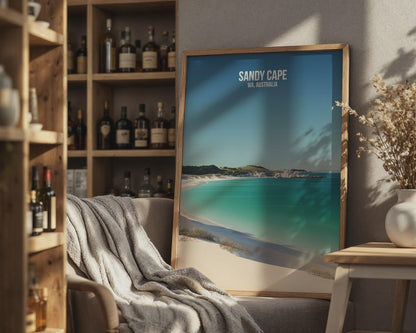Sandy Cape WA Australia Travel Poster Print Wall Art - Travel Wall Art