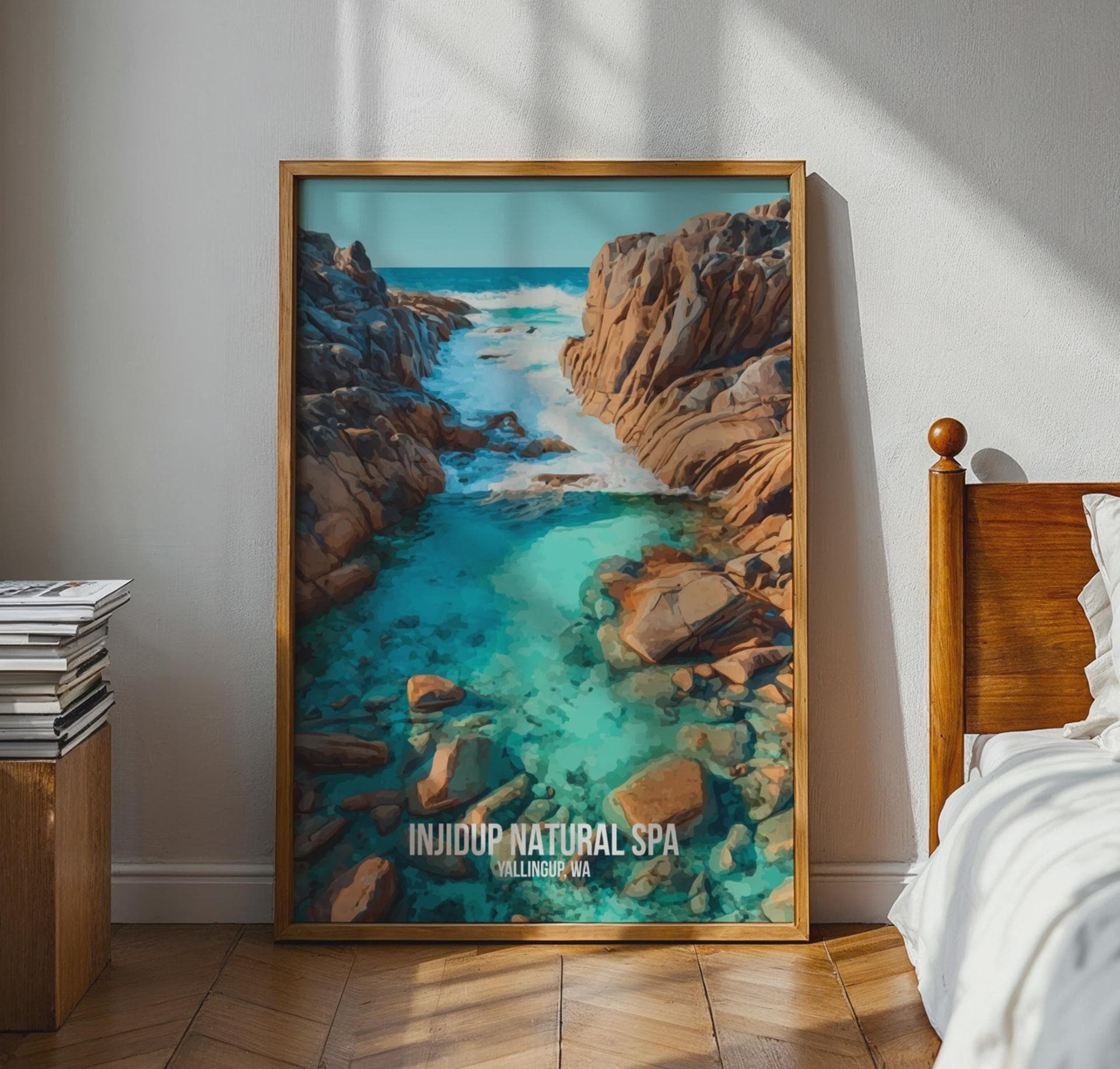 Injidup Natural Spa Wall Art Watercolour Print Yallingup WA - Travel Wall Art