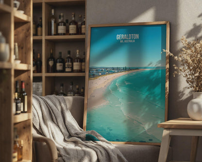 Geraldton WA Australia Beach Landscape Poster Art Print - Travel Wall Art