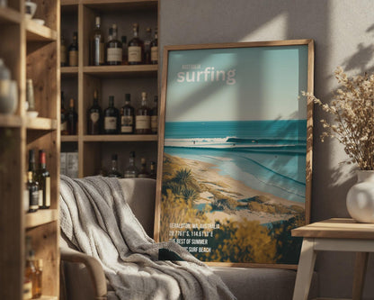 Australia Surfing Print Geraldton Wall Art Landscape Beach Poster - Travel Wall Art
