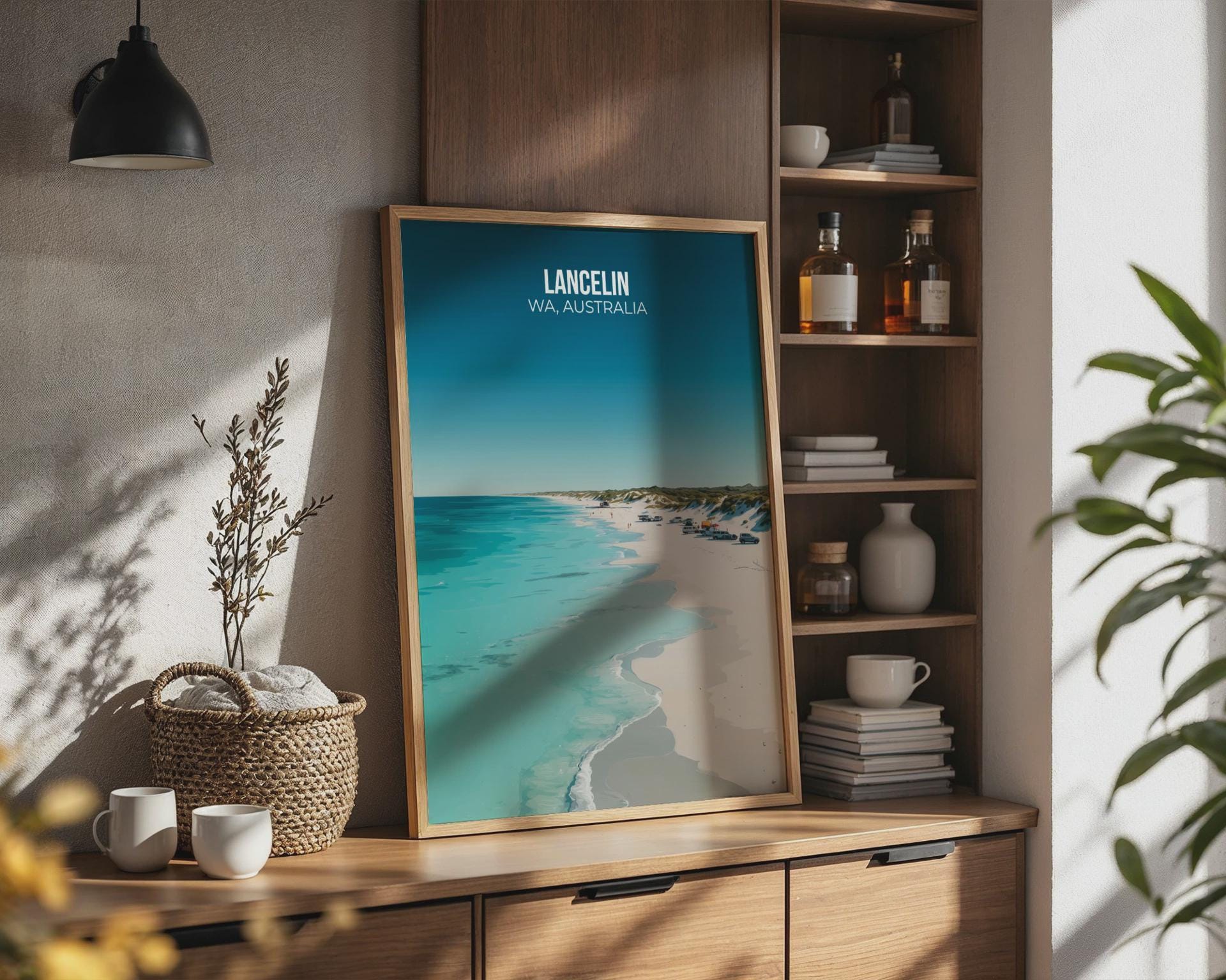 Lancelin Beach Poster WA Australia Coastal Art Print - Travel Wall Art