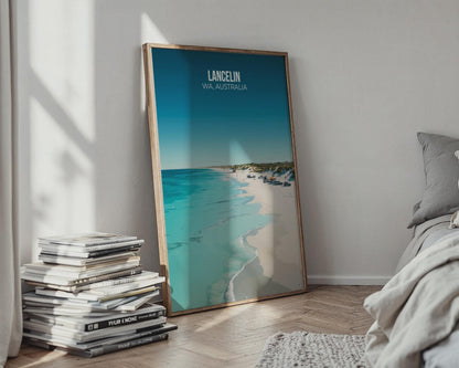 Lancelin Beach Poster WA Australia Coastal Art Print - Travel Wall Art